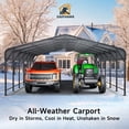 thumbnail image 3 of EASYHAWK 20x30 FT Heavy Duty Galvanized Steel Carport - Outdoor Metal Carport Vehicle Shelter for Cars, Trucks, SUVs, Boats & Tractors, 3 of 8