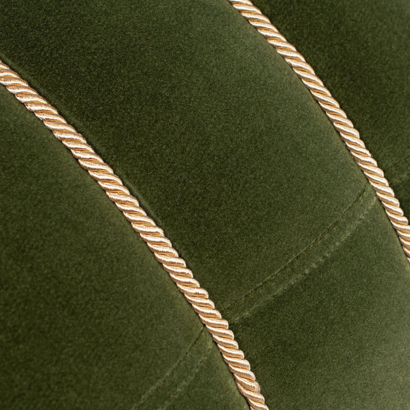 Ottomans With Storage Edward 17.5" Round Upholstered Ottoman with Bullion Fringe, Olive Green Performance Velvet,Living Room Ottomans
