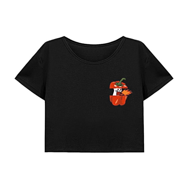 Camiseta corta suelta para mujer, ropa de verano, camiseta recortada para ir de compras L