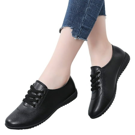 Mepaouo Oxford Shoes for Women Waterproof Lace up Casual Flats Comfy Slip on Walking Shoes