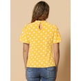 thumbnail image 4 of DARING DIVA Polka Dots Stand Collar Short Flare Sleeve Top M Yellow, 4 of 6