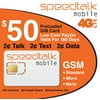 SpeedTalk Mobile $50 Tri-Cut SIM Card No Contract 180 Day Service