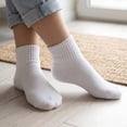 thumbnail image 2 of 12 Pairs Women's Cotton Solid White Athletic Cushioned Ankle Quarter Socks Size 9-11, 2 of 7