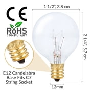 Simba Lighting String Light G40 Replacement Bulb 5W E12 Candelabra Base C7 Socket Clear, 25 Pack