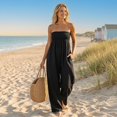 thumbnail image 5 of JULMCOMO Jumpsuits for Women Off Shoulder Sleeveless Summer Jumpsuits Tie Front Strapless Wide Leg Casual Baggy Overalls with Pockets Black S, 5 of 8