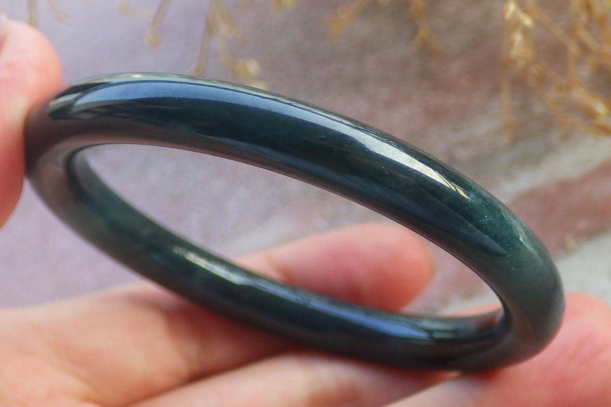 Icy Green Natural A JADE Jadeite Circle Bangle Bracelet 53 mm 699012 TN