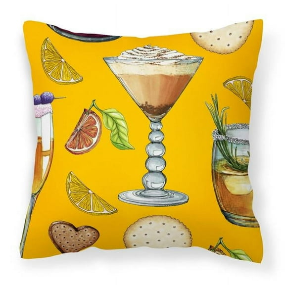 Drinks & Cocktails Gold Fabric Decorative Pillow - 18 x 3 x 18 in.