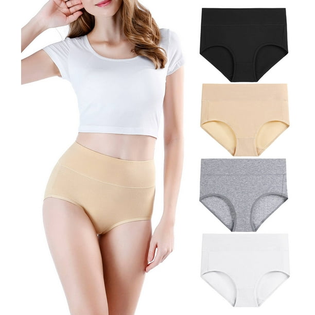 wirarpa Women's High Waisted Cotton Underwear Ladies Soft Full Briefs Panties 4 Pack Sizes 5-10