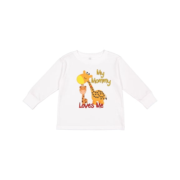 Inktastic My Mommy Loves Me Giraffe Boys or Girls Long Sleeve Toddler T-Shirt