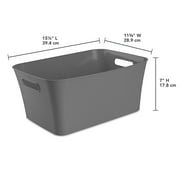 (3 pack) Mainstays Large Open Plastic Storage Bin with Handles, Gray Flannel, 1 Each