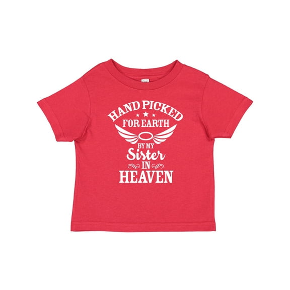 Inktastic Handpicked for Earth by My Sister in Heaven with Angel Wings Boys or Girls Baby T-Shirt