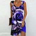 thumbnail image 2 of Honeeladyy Mini Dresses for Women Summer Sleeveless Print Beach Dress A Line Strap Vacation Sundresses Purple XXL, 2 of 5