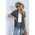 thumbnail image 4 of HOWCOME Short Sleeve Cardigan for Women Flowy Drape Front Work Cover-up Shrug with Pockets (Medium,Dark Gray), 4 of 8