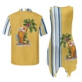 thumbnail image 5 of Psesaysky Couples Hawaiian Matching Outfits His and Her Hawaii Beer Palm Tree Matching Vacation Outfit Button Up Shirts for Men Aloha T-Shirt,Summer Sleeveless Tunic Dress with Pockets, 5 of 7