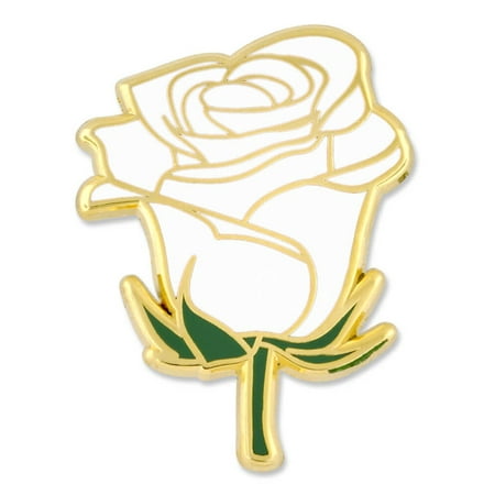 PinMart's White Rose Flower Boutineer Trendy Enamel Lapel