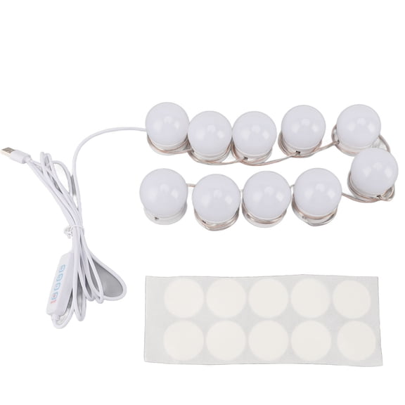 LED Vanity Mirror Lights, 10 Bulbs, 3 Colors, USB, Ideal For Bedroom, Bathroom, Dressing Room