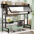 thumbnail image 1 of Armario abatibles，Escurridor de Trastes de 2 Niveles，Estante Escurridor de Platos Grande sobre Fregadero，Organizadores de Cocina Multifuncionales y Estante de Almacenamiento (Negro 85cm), 1 of 6