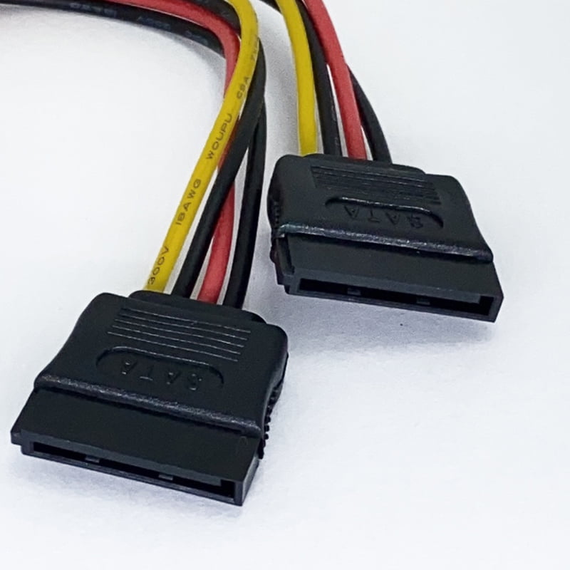 Durable 15 Pin SATA Male to SATA Female 1:2 Y Splitter Power Cable