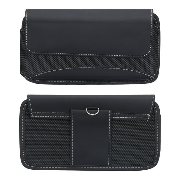 Phone Belt Holder Case for 6.3" Cell Phones, Horizontal Nylon Phone Belt Pouch, Black