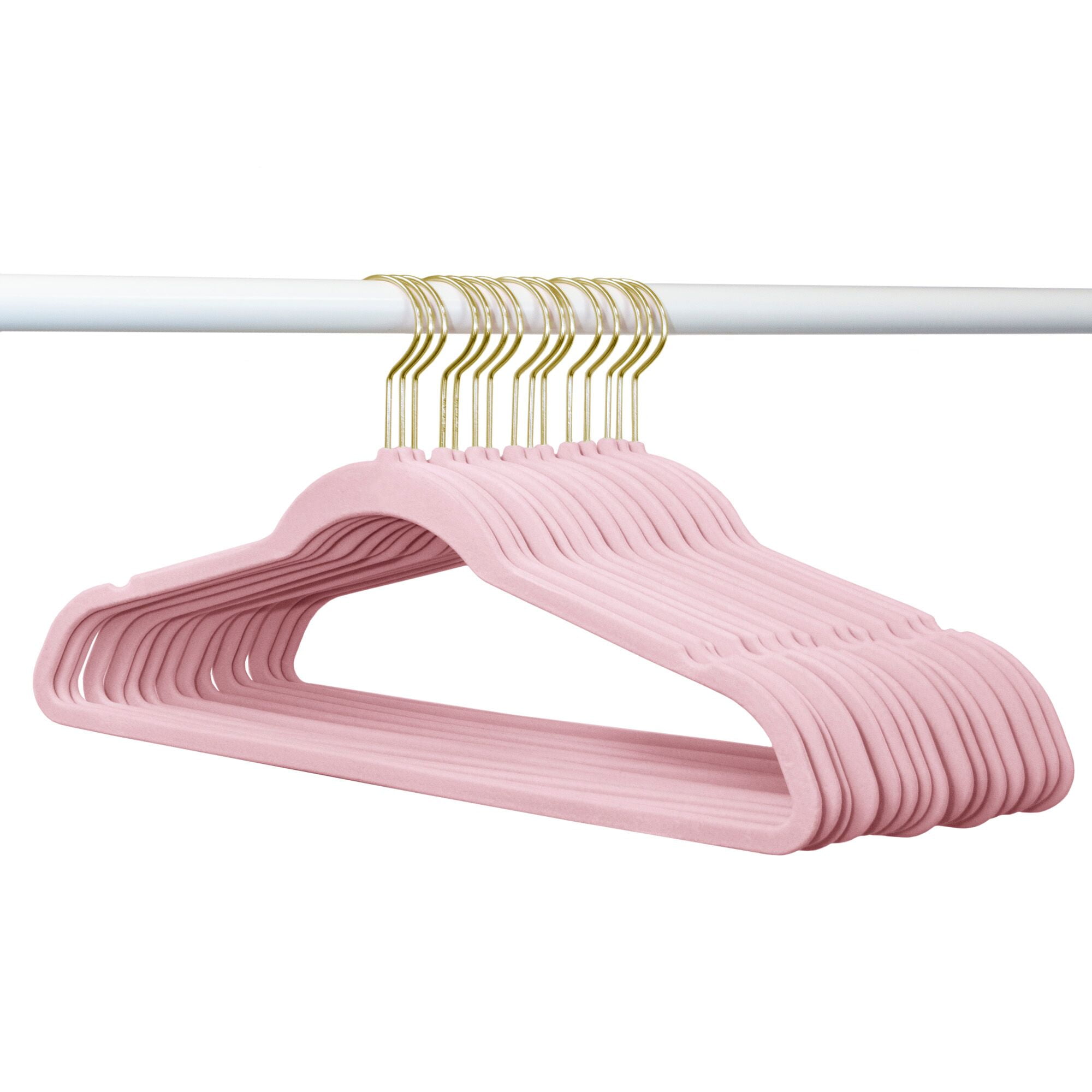 Closet Complete 50 Pack 'Elite Quality' Velvet hangers Light pink with Gold Hooks (more colors