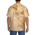 thumbnail image 7 of PAYOHTO Retro Beige Honey Bees and Sunflowers Mens Hawaiian Casual Short-sleeved Shirt Tropical Summer Beach Button Down Shirts, 7 of 7
