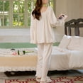 thumbnail image 5 of Defitshape Women's Victorian Pajama Set Ruffled Pant Crew Neck 100 Cotton Long Sleeve Pj Sleepwear Style6 14, 5 of 5