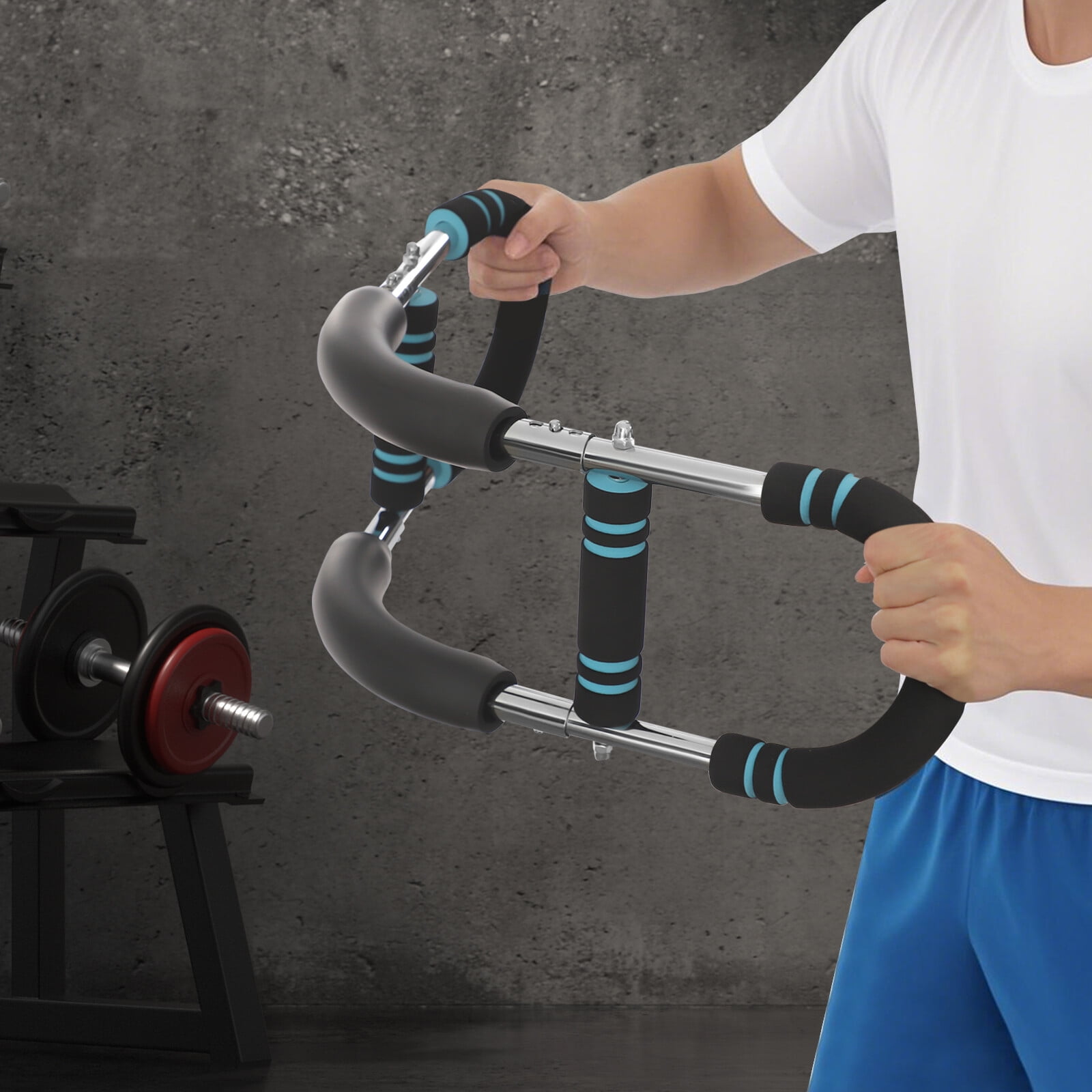 ToppiJoy Adjustable Twister Arm Trainer, Portable Chest Workout Equipment with Detachable Design & Anti-Slip Grips, for Home/Gym/Travel Strength Training