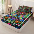 thumbnail image 2 of Homewish Rainbow Hummingbird Zipper Twin Comforter Sets with Fitted Sheet and 2 Pillowcases,Colorful Plant Flowers Blossom Zipper Bedding Set,Reversible,4-Piece, 2 of 7