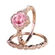 thumbnail image 1 of Vintage Floral Champagne Anillo de Compromiso Rosa Alianza de Boda Set, 1 of 2