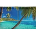 thumbnail image 2 of Palm Tree Kitchen Curtains 2 Panels UV Protected Tier Curtains, Half Window Curtains Kitchen Tiers for Guest Room Bathroom Sink Laundry Room Basement,24 x 27 Inch, 2 of 7