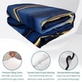 thumbnail image 4 of Twin XL Quilt Set 68''x98'', Marble Navy Blue Lightweight Bedspread Coverlet Set with 2 Pillow Shams, Modern Golden Ombre Retro Fluid Art Breathable All Season Quilt Bedding for Dorm/Guest Room, 4 of 9