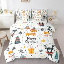 Castle Fairy Bear Fox 7pcs Bedding Comforter Set for Children,Polka Dots Queen Bedding Sets Super Cozy,Festival Xmas Queen Sheet Sets,Breathable Home Decor