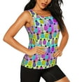 thumbnail image 2 of Lsque Graffiti Pineapples Printed Workout Tank Tops for Women, Athletic Sports Tank Tops, Compression Sleeveless Dry Fit Shirts,Sleeveless Yoga Shirt-, 2 of 9
