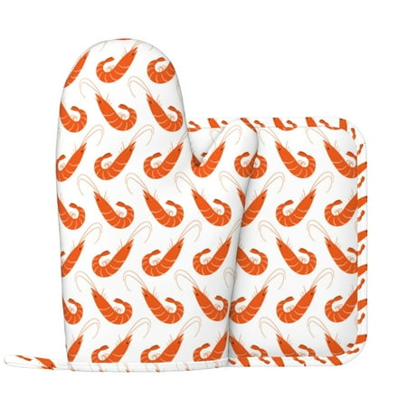 

Oven Mitts and Pot Holders Sets Shrimp No.9061 Non-Slip Silicone Oven Gloves Potholders Cotton Lining Heat Resistant Gloves Hot Pads for Kitchen Cooking Baking