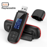 AGPTEK U3 Clé USB Lecteur MP3, Lecteur de musique 8 Go Prend en charge la batterie AAA remplaçable, Enregistrement, Radio FM, Extensible jusqu'à 64 Go, Noir