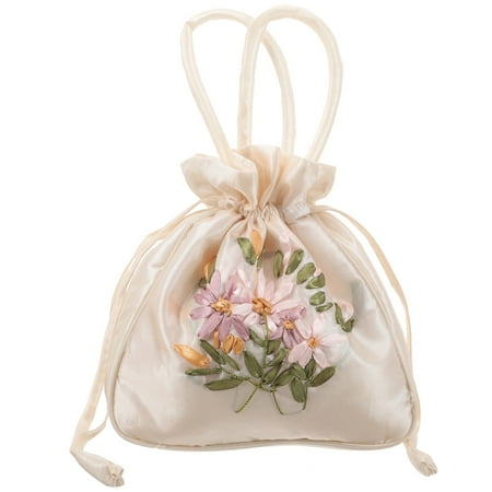 

Voiceine Embroidered Purse Drawstring Handbag Decorative Bag Small Drawstring Purse with Handle