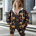 thumbnail image 3 of COEQINE Full Zip Up Women's Hoodie Sweatshirts Fashion Y2K Casual Wear Long Sleeve with Pockets Pumpkin Moon Star and Bat Sweater Print Fall Winter Oversized Outfits, M, 3 of 7