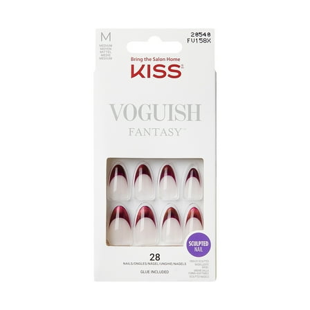 KISS Voguish Fantasy Press on Nails, Passionable, Purple, Medium Almond, 28 Count