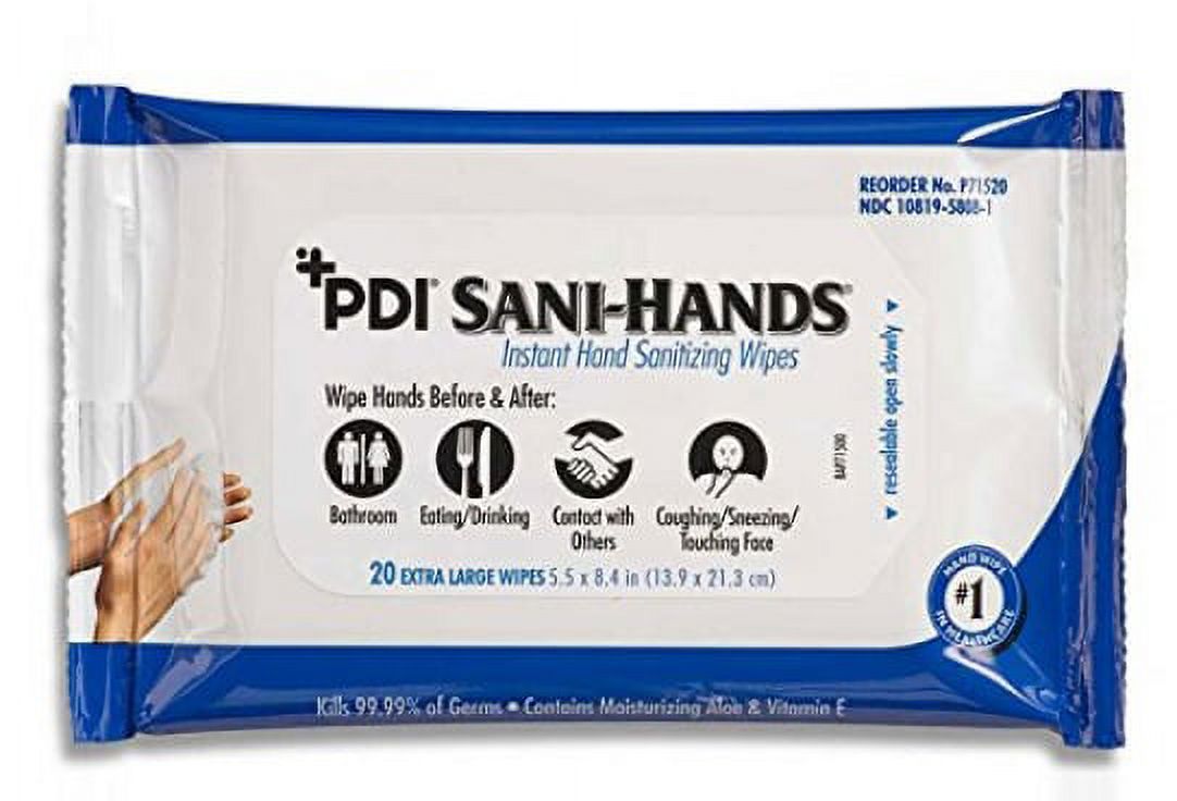 P71520 Sani-Hands Bedside Pack , Soft Pack, 20, Wipes By PDI - image 2 of 5