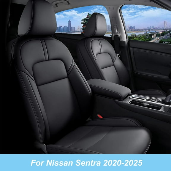 IKABEVEM Custom Fit Seat Covers for Nissan Sentra 2020-2025 Waterproof Car Seat Covers (Full Set, Black)