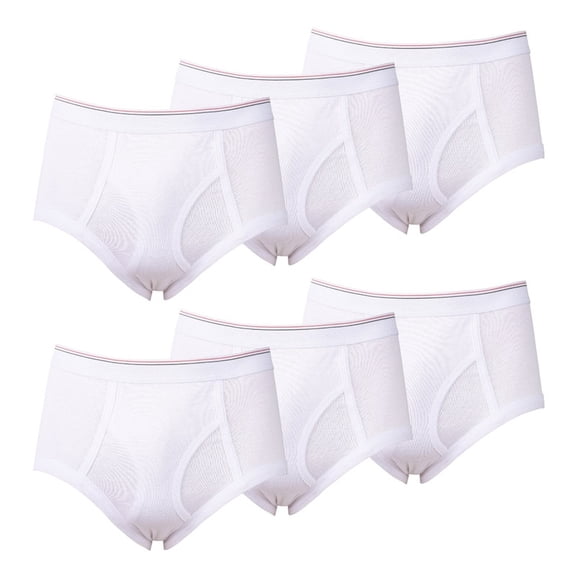 6 Pack Men's Briefs 100% Cotton Tag-Free Classics Elastic Waist Moisture Wicking Tagless Underwear S-XL Regular Big & Tall Soft Breathable Menswear