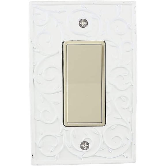 Meriville French Scroll 1 Rocker Wallplate, Single Switch Electrical Cover Plate, Off White