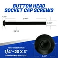 thumbnail image 2 of Fastenere Button Head Socket Cap Screws - 1/4-20 x 3" (10-Pcs) Alloy Steel, Fully Threaded, Fine Black Oxide Finish, Corrosion-Resistant, Machine Thread, Easy to Install w/ Allen Hex Drive, 2 of 4