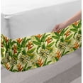 thumbnail image 2 of Tropical Bed Skirt, Exotic Plumeria Flowers and Palm Tree Leaves on Cream Background Hawaiian Flora, Elastic Bedskirt Dust Ruffle Wrap Around for Bedding Decor, 4 Sizes, Multicolor, by Ambesonne, 2 of 2