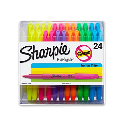 SHARPIE Pocket Style Highlighters, Chisel Tip, Assorted Colors, 24