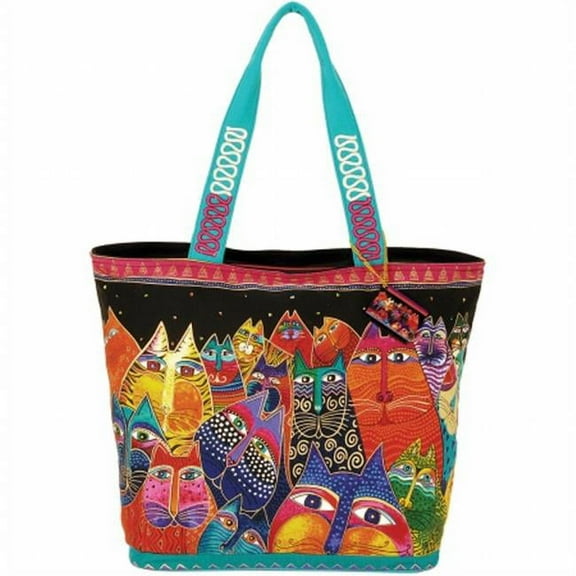 Laurel Burch LB5230 Shoulder Tote Zipper Top 19-.50 in. X6-.25 in. X15 in. -Fantasticats