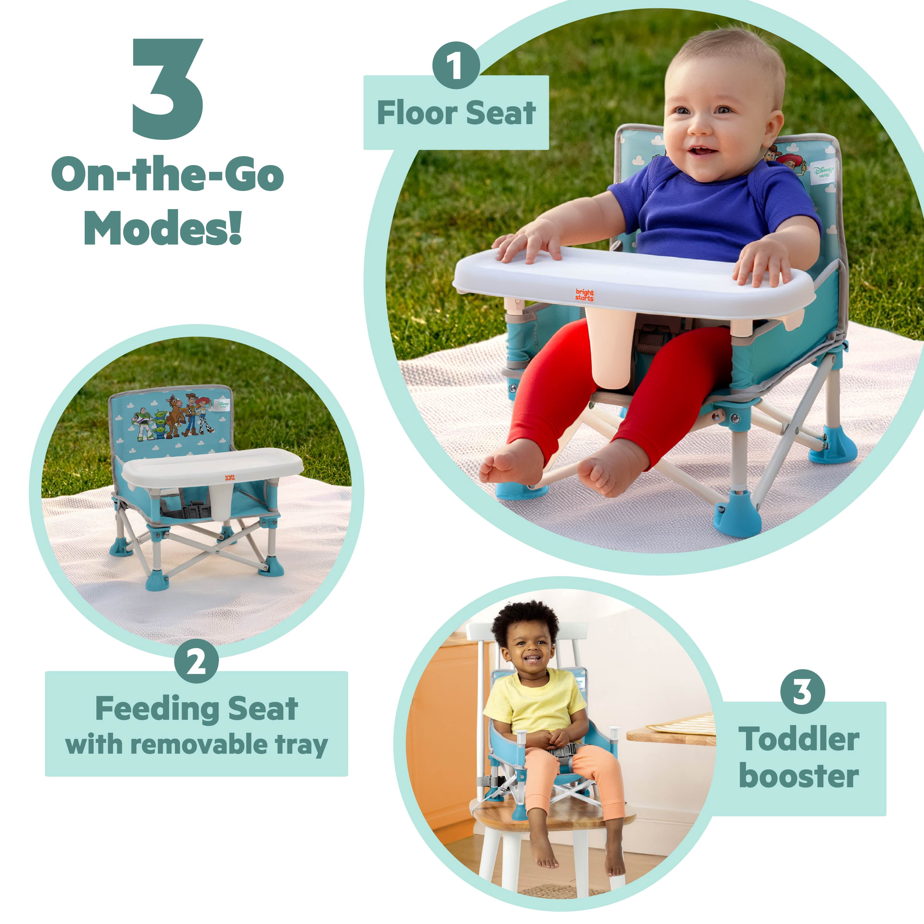 Bright Starts Disney Pixar Toy Story Pop 'N Sit Portable Booster, Infant to Toddler
