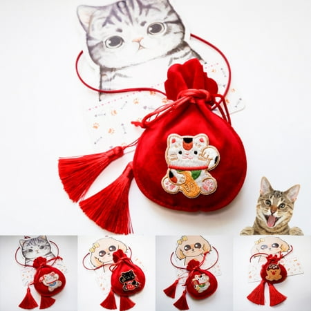 

Visland Kitten Catnip Bag Pet pendant Decorative Polyester Cute Pet Cat Drawstring Bag with Tassels Pet Decoration