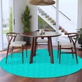 thumbnail image 4 of 5ft Round Rug, Turquoise Plaid Non-Skid Rubber Backing Large Area Rugs - Living Room Bedroom Home Office, Geometric Leaf Diamond Morocco Abstract Indoor Floor Mat Carpets Washable Rug, 4 of 9