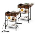 thumbnail image 1 of Gymax 2 Pcs Table de Chevet avec Station de Charge Dessus Rabattable pour Salon, 1 of 10